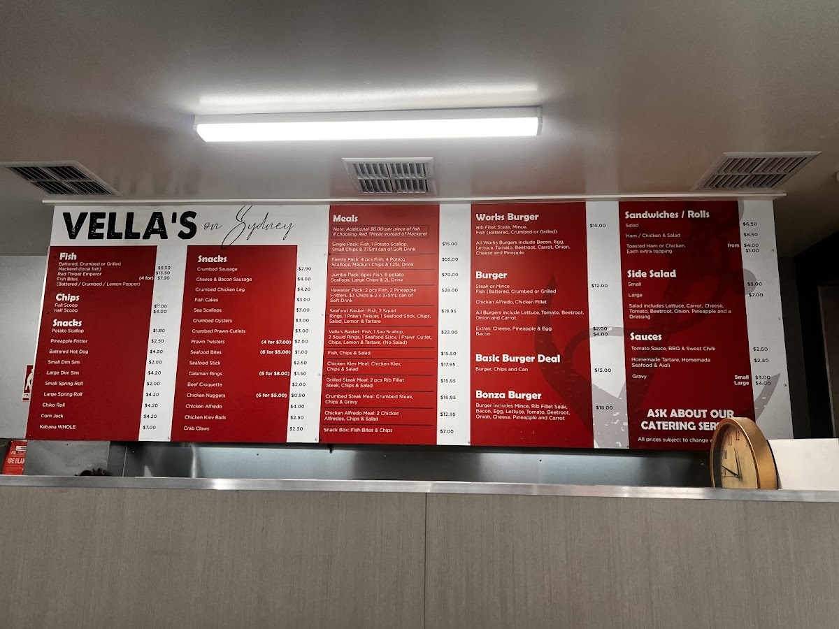 Menu Vella's On Sydney-4